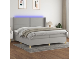 Cama Box Spring C/ Colchão E Led 200x200 Cm Tecido Cinza-claro