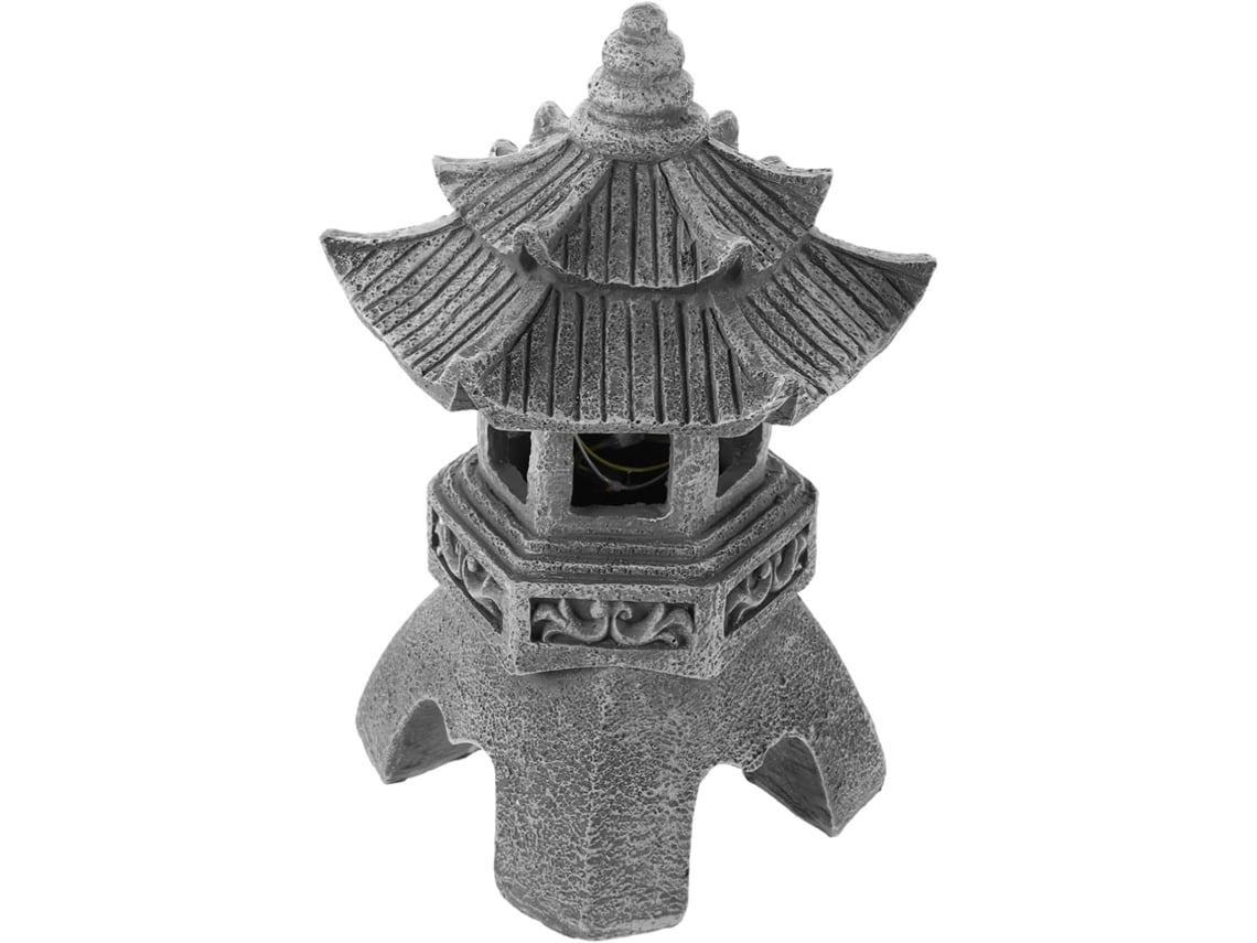 Lanterna Pagadeira Solar Decorativa de Resina para Jardim Zen Asiático, Lâmpada Japonesa Sem Fio SFUSHOS