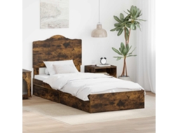 Vidaxl Cama Com Armazenamento Com Gaveta Carvalho Defumado 70 X 190 Cm