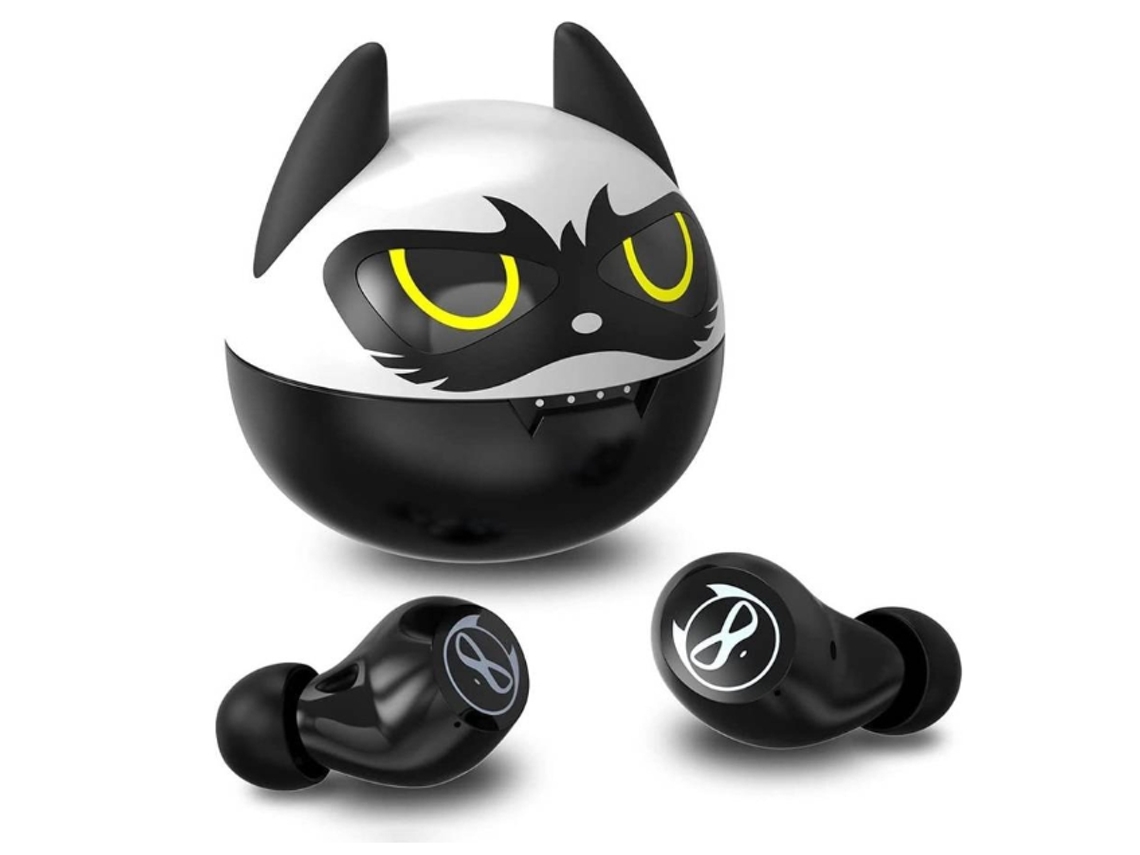 Fones Bluetooth 5.0 Tws Design Desenhos Animados 36h Hifi Caixa Carregamento Preto