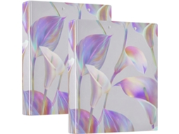Pasta Escolar Holográfica com Estampa de Lírio Calice Selvagem 3,8cm 1,5 Polegadas, Com Sacos Internos, Pacote com 1 2