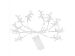 2026 3 Peças Cordo de Luzes Led 10led Pendurado Lua Estrela Decoração Casa Jardim Pátio Lâmpada
