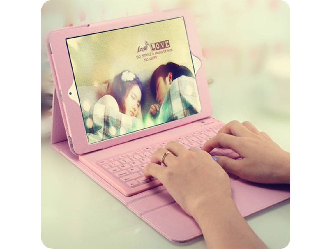 Capa Teclado para Apple iPad 9.7" Bluetooth Rosa