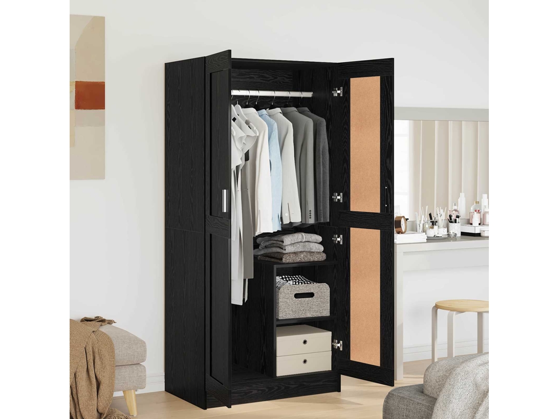 Vidaxl Guarda-roupa Com Prateleira Carvalho Preto 82,5 X 51,5 X 180 Cm