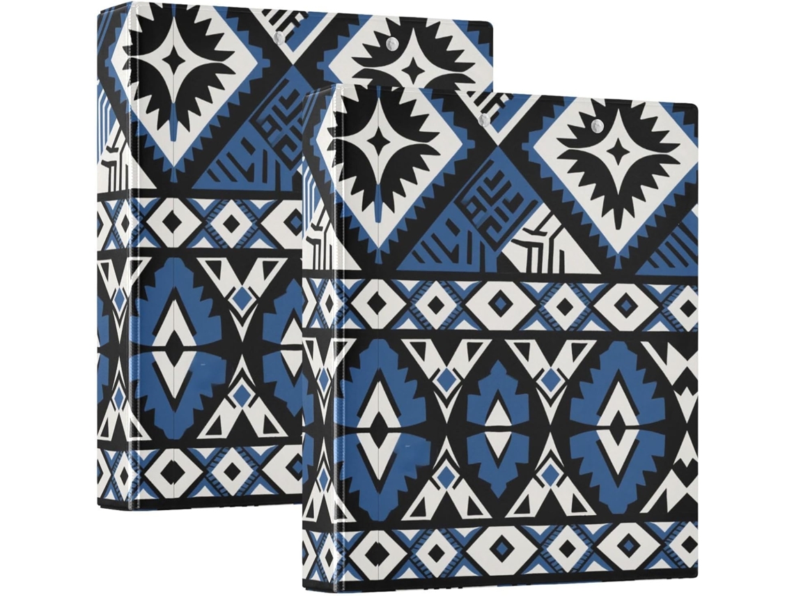 Adesivo redondo azul de 3,8 cm, pacote com 1,5 unidades, estilo étnico abstrato e saquinhos internos.