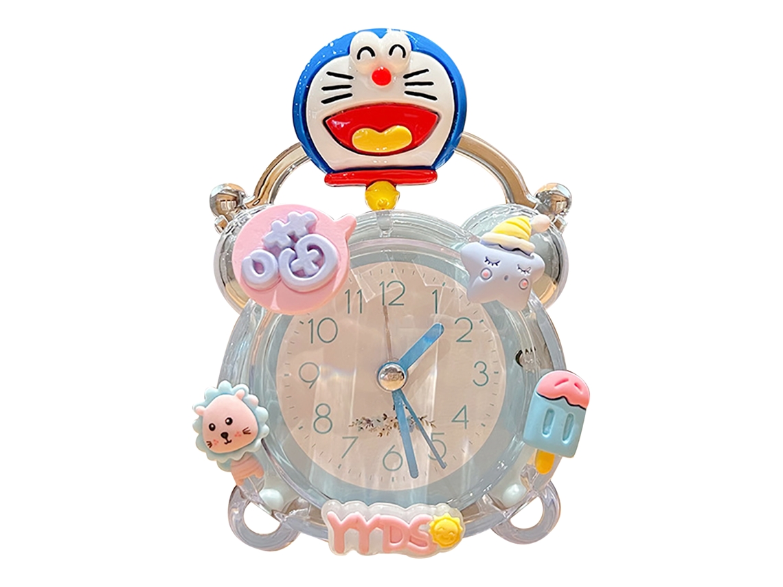 Reloj Despertador Infantil Cartoony Encantador Portátil Gato Azul Para Niños Dormitorio Oficina