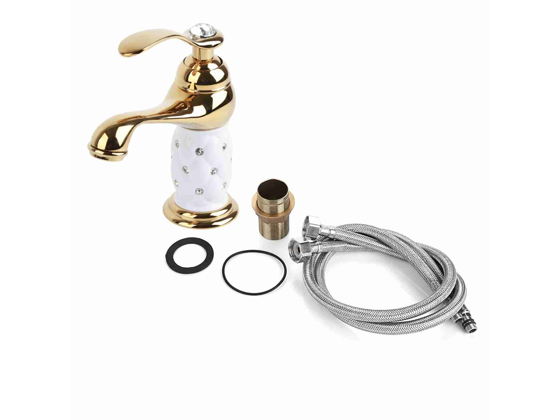 Bica Misturadora De Bronze Maciço Com Água Fria/quente E Decoração