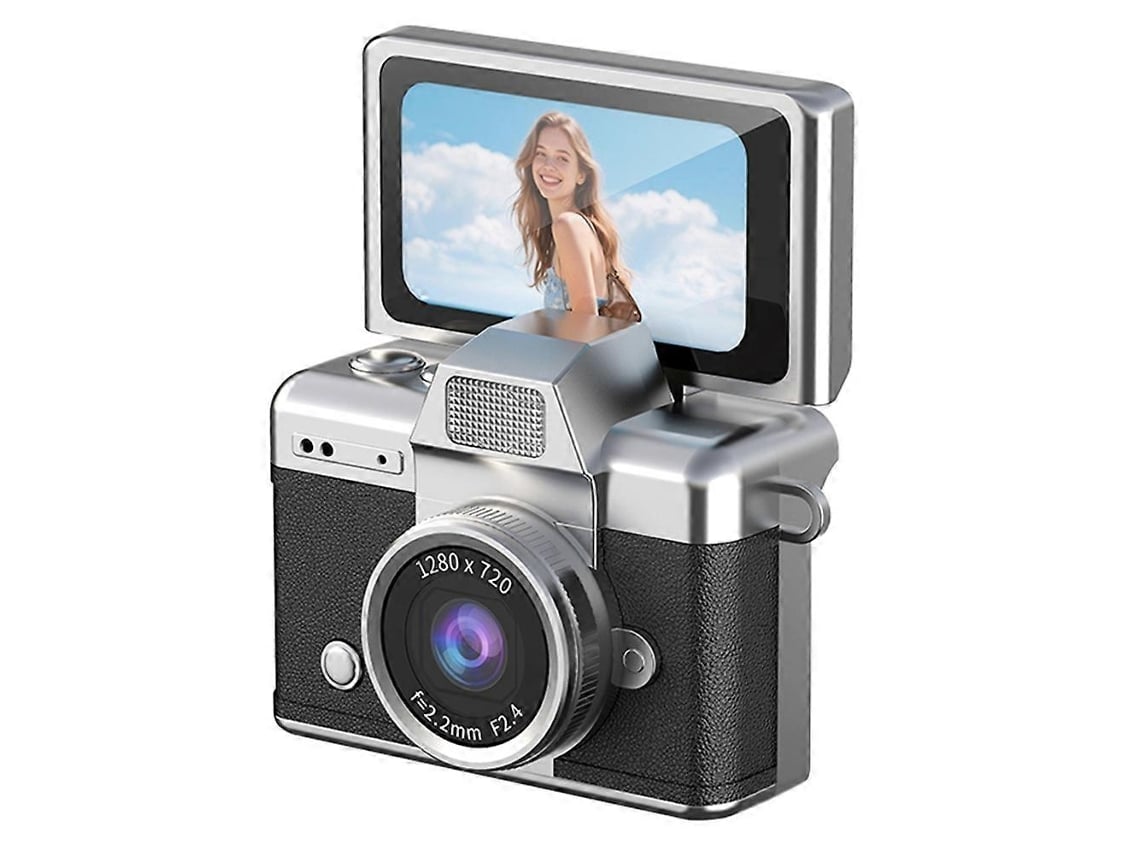 Mini Câmara Fotográfica Digital Com Ecrã Dobrável De 1,47 Polegadas E Luz Led, Preta