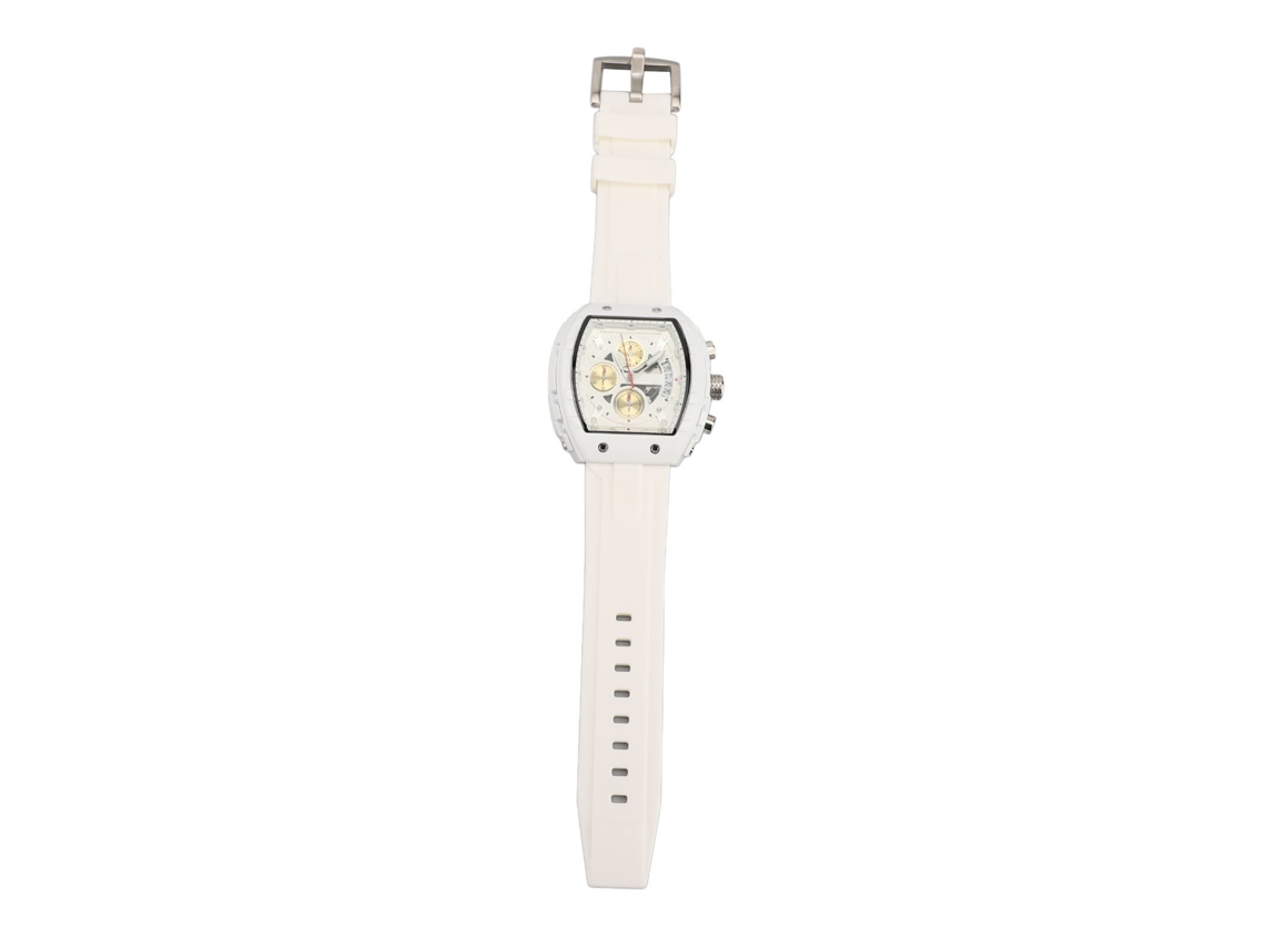 Relógio Masculino de Quartzo Cronógrafo Luminous Pulseira de Silicone Resistente À Água 30m Branco