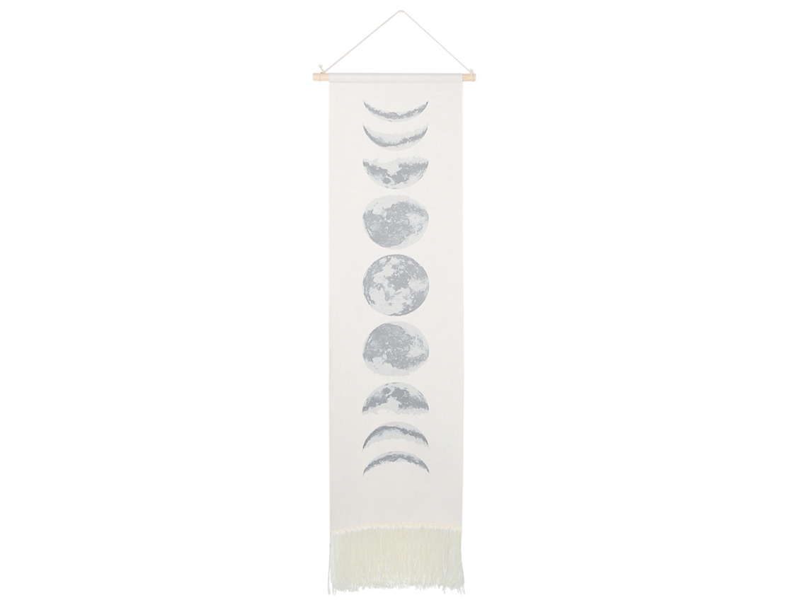 Tapete de Parede Decorativo com Padrão de Ciclo da Lua Mão Feito 46x12in Branco | S/MARCA