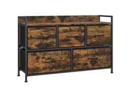 Cómoda com Gavetas Tecido Não Tecido, Aço, Mdf Cor Castanho Rústico 98x29x63 cm Homcom