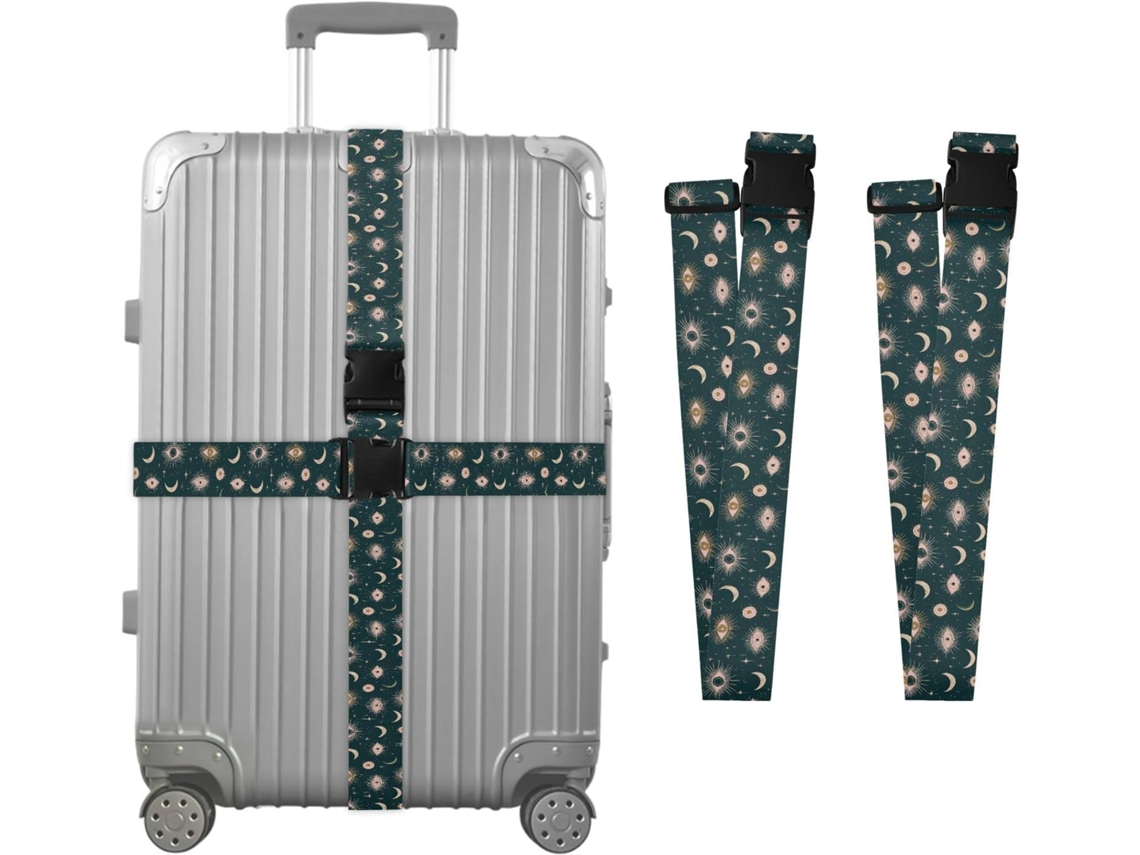 Conjunto De 2-cintas Bagagem Mysterious Eyes Com Estampa Lua E Estrela, Para Malas De Viagem, Acessórios De Viagem