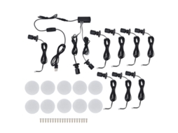 Conjunto de 10 Lâmpadas Led para Armário de Exibição Usb Ajustável Pequena Redonda para Guarda roupa Salão de Exposição