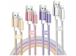 Cabo Iphone Carregador Iphone 1m/2m/3m Certificado Mfi Cabo Lightning Trançado De Nylon Carregamento Rápido Compatível Com Iphone 13 Pro Max Xr 11 1