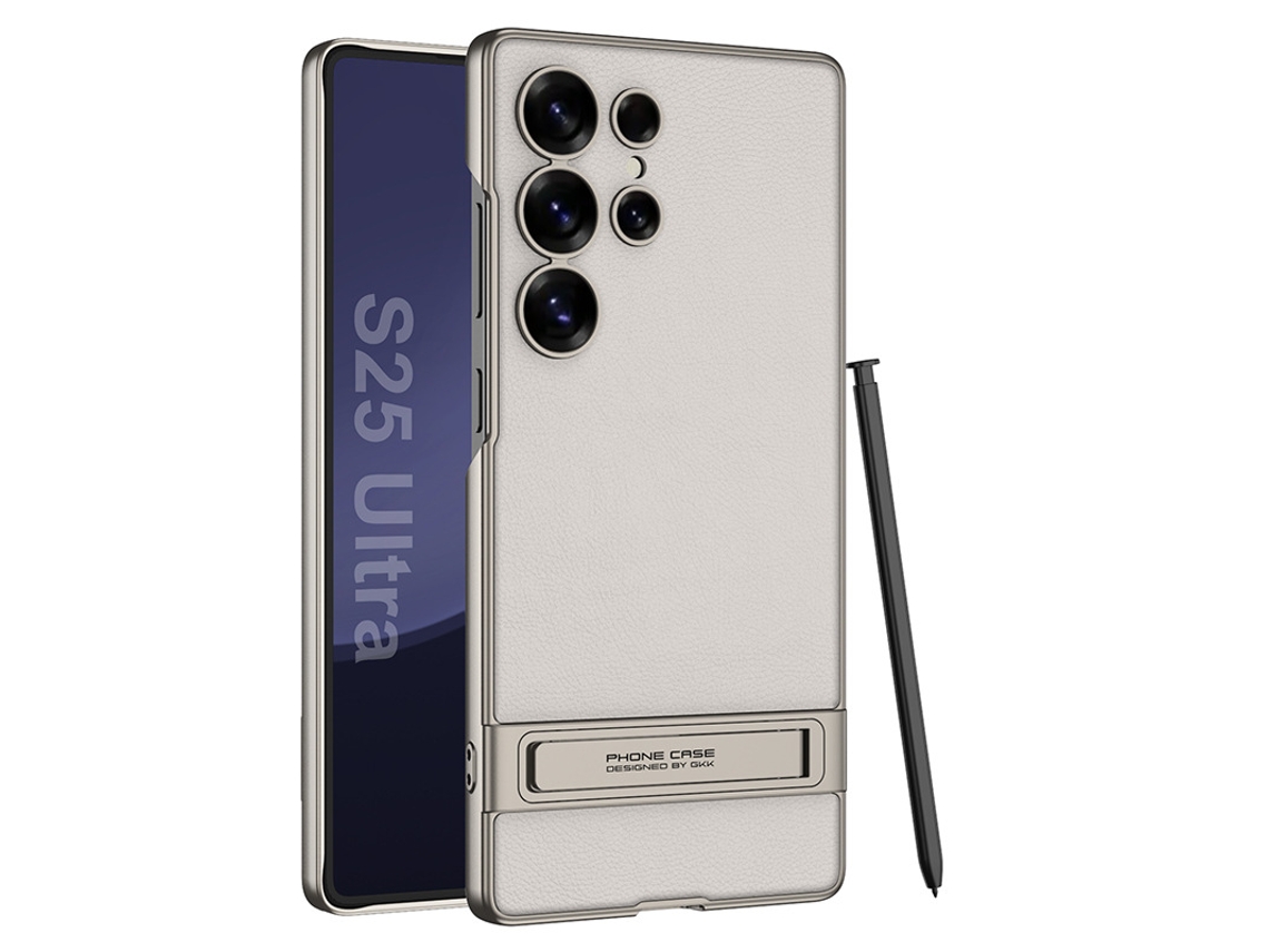 Capa Hexinyigjly Para Samsung Galaxy S25 Ultra , Pele Vegan Fina E Flexível, Antichoque, Toque Suave Cinza