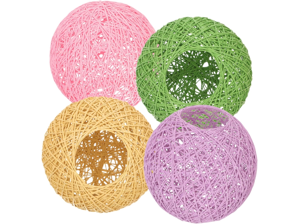 Conjunto De 4 Peças De Cúpulas De Rattan Artificial Para Luminárias Rústicas Com Luz Difusa.