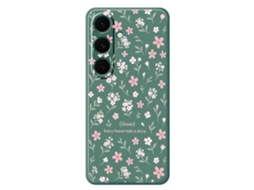 Capa Tkdaddy Para Samsung Galaxy S24 Fe Com Estampa De Flores Pequenas E Bordas Retas Em Tpu, Capa Traseira Verde