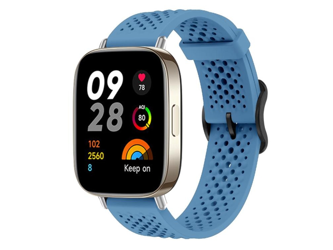Bracelete Para Redmi Watch 3 - Silicone Respirável - Fivela De Aço Preta Azul