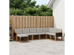 Vidaxl Conjunto De Sofás Para Exterior 8 Pcs Natural E Cinza Claro
