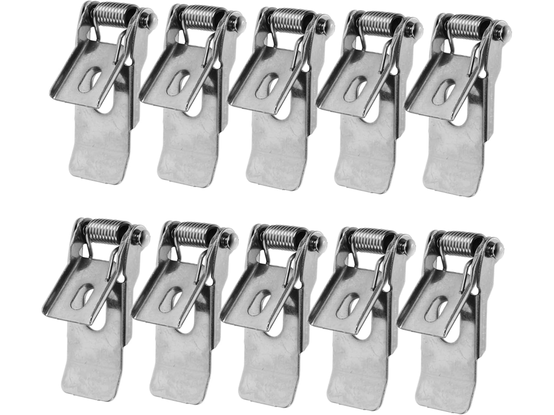 Conjunto De 10 Presilhas De Mola Fixas Em Ferro Prateado Para Lâmpadas Embutidas.