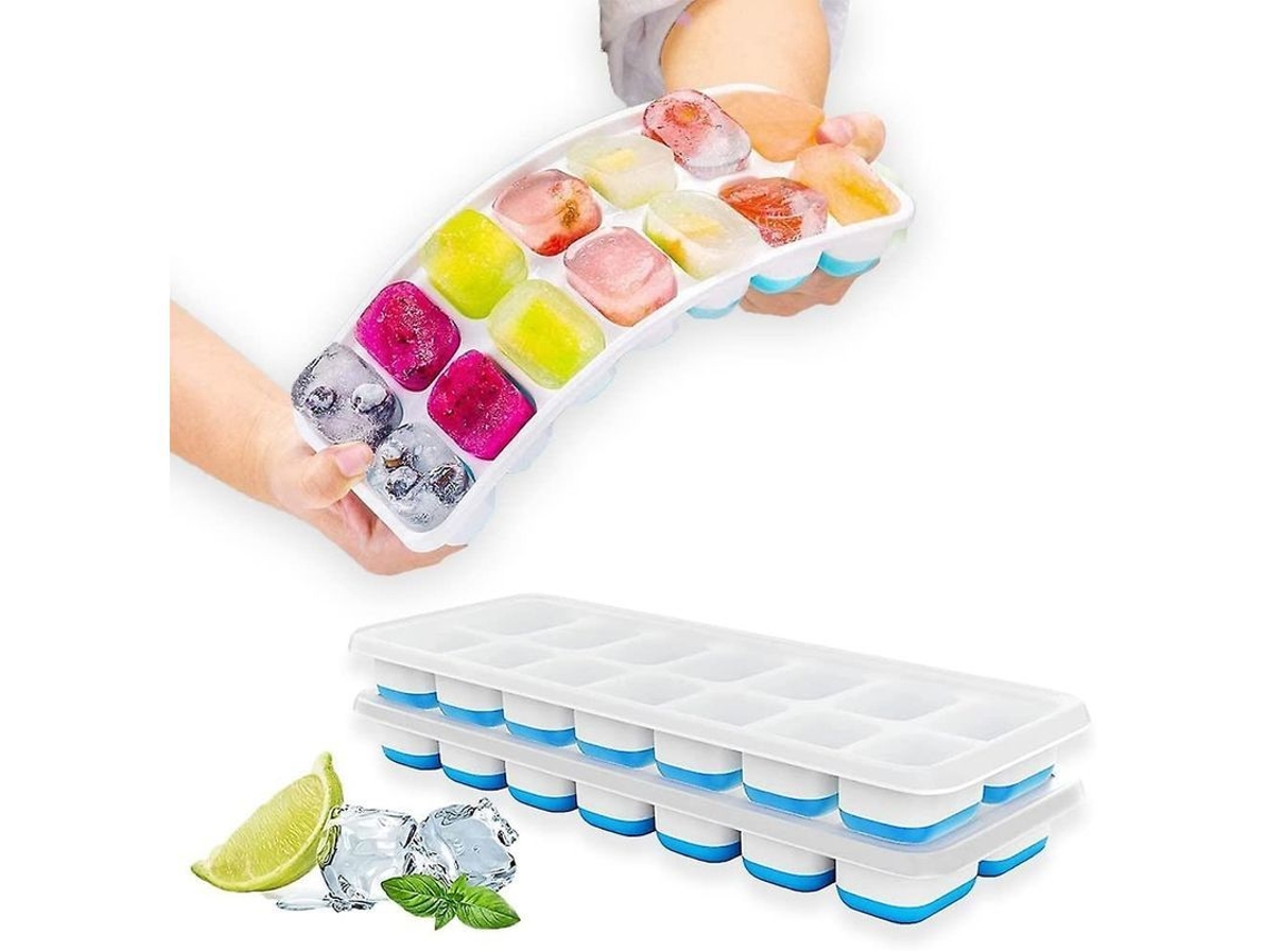 Bandeja De Hielo De Silicona 2 Pack, 14 Cubos, Antidesbordamiento, Tapa Desmontable, Fácil De Liberar