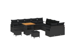 Conjunto 13 Conjunto De Móveis Para Exterior Vidaxl Preto Vime Pe (80 X 80 X 71 Cm)