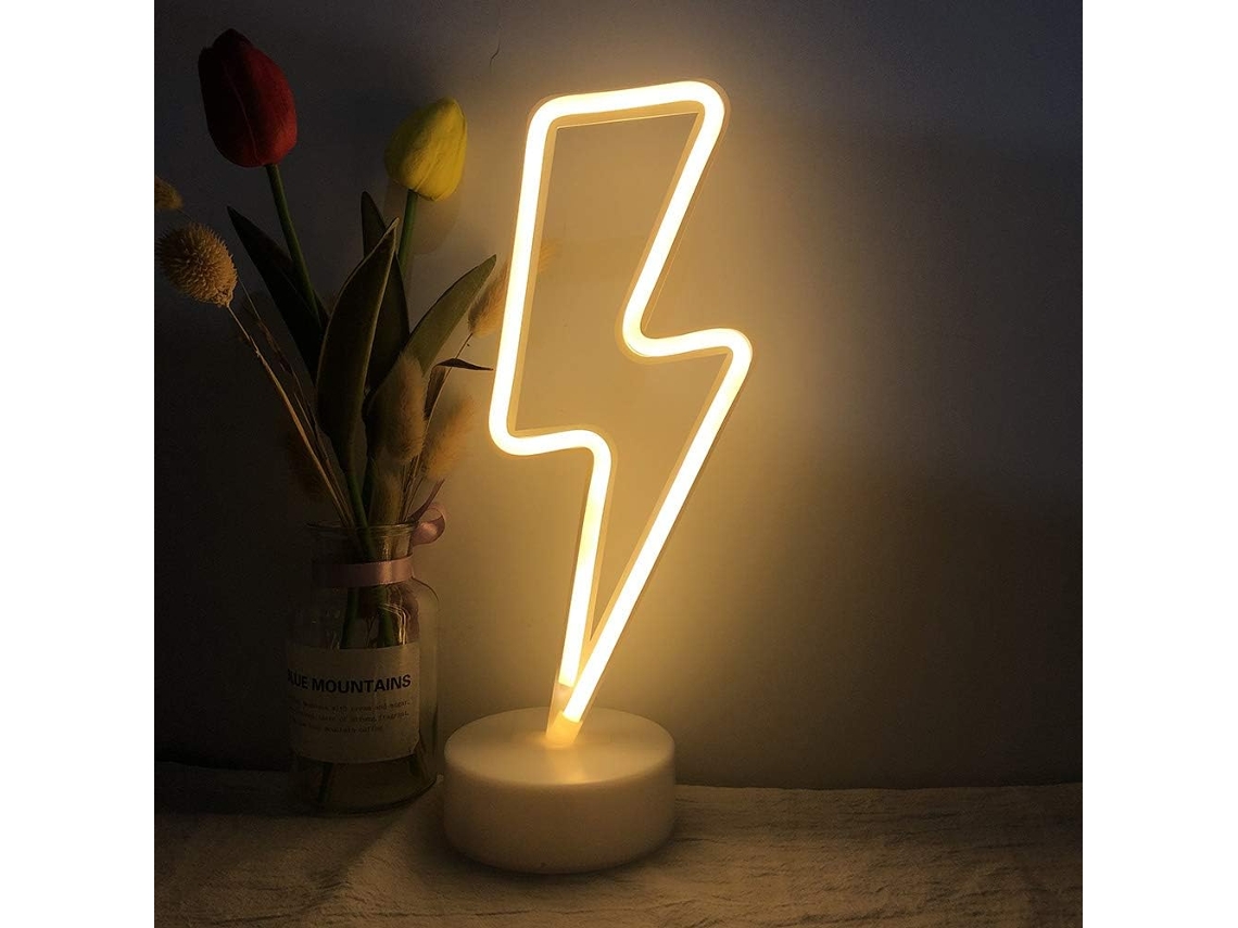 MEOIRUERY Letreiros De Neon Criativos Em Formato De Raio, Arte Led Ecológica, Luz Branca Quente Decorativa Para Decoração De Ambientes, Presente Perfeito Para C