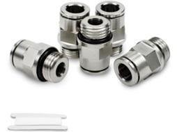 Tubo 8 Mm Extensão Diagonal X Rosca Macho Bsp 1/4 Em Latão Niquelado Com Encaixe Pneumático De Pressão E Anel Devedação Zeuxo