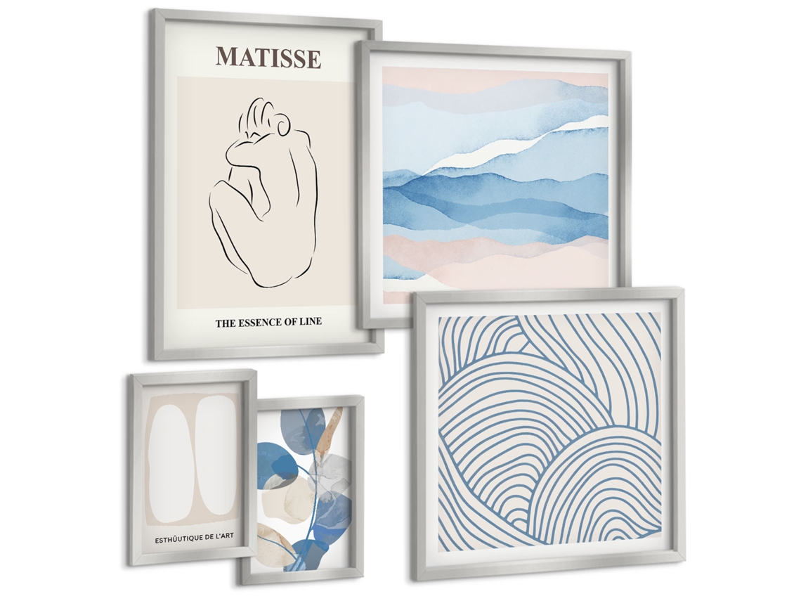 Conjunto De Pinturas Gráficos Estilosos Natureza Abstração Espelharte (5 Peças)