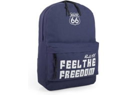 Mochila ROUTE 66 Acolchoada De Lona Estampada (40 x 30 x 11 cm - Azul)