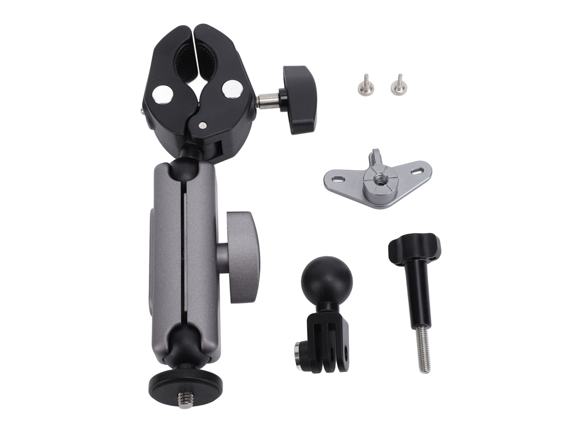 Suporte para câmera de ação de bicicleta com controle remoto para drone, em liga de alumínio, com cabeça dupla esférica, compatível com guidão de bicicleta e controle remoto RC 2. LAXISCREED
