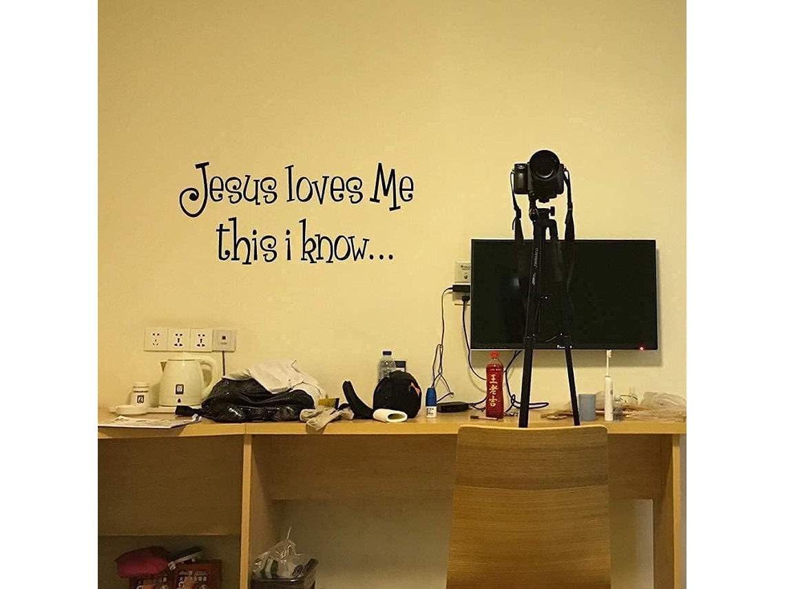 Jesus Me Ama - Decoração de Parede Cristã, Versículos Bíblicos em Vinil para Decoração de Casa, 57x80 cm