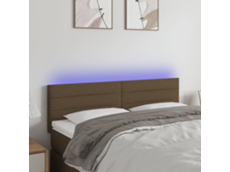 Vidaxl Cabeceira De Cama C/ Luzes Led Tecido 144x5x78/88 Cm Castanho