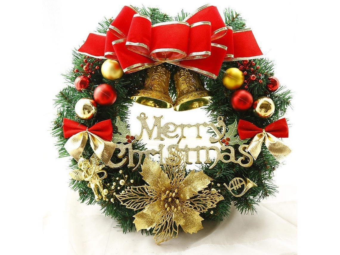 Grinalda De Natal Decorativa Para Porta E Parede, 30 Cm Elysve