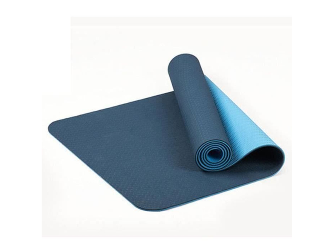Tapete De Ioga Antiderrapante De Dois Tons 6mm Tpe Tapete Esportivo Insípido Home Fitness Tapete De Ginástica 183x61cm Azul