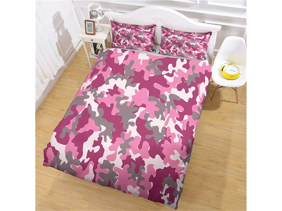 Capa de Edredom com Estampa 3d em Microfibra Fronha 140x200cm, 65x65cm