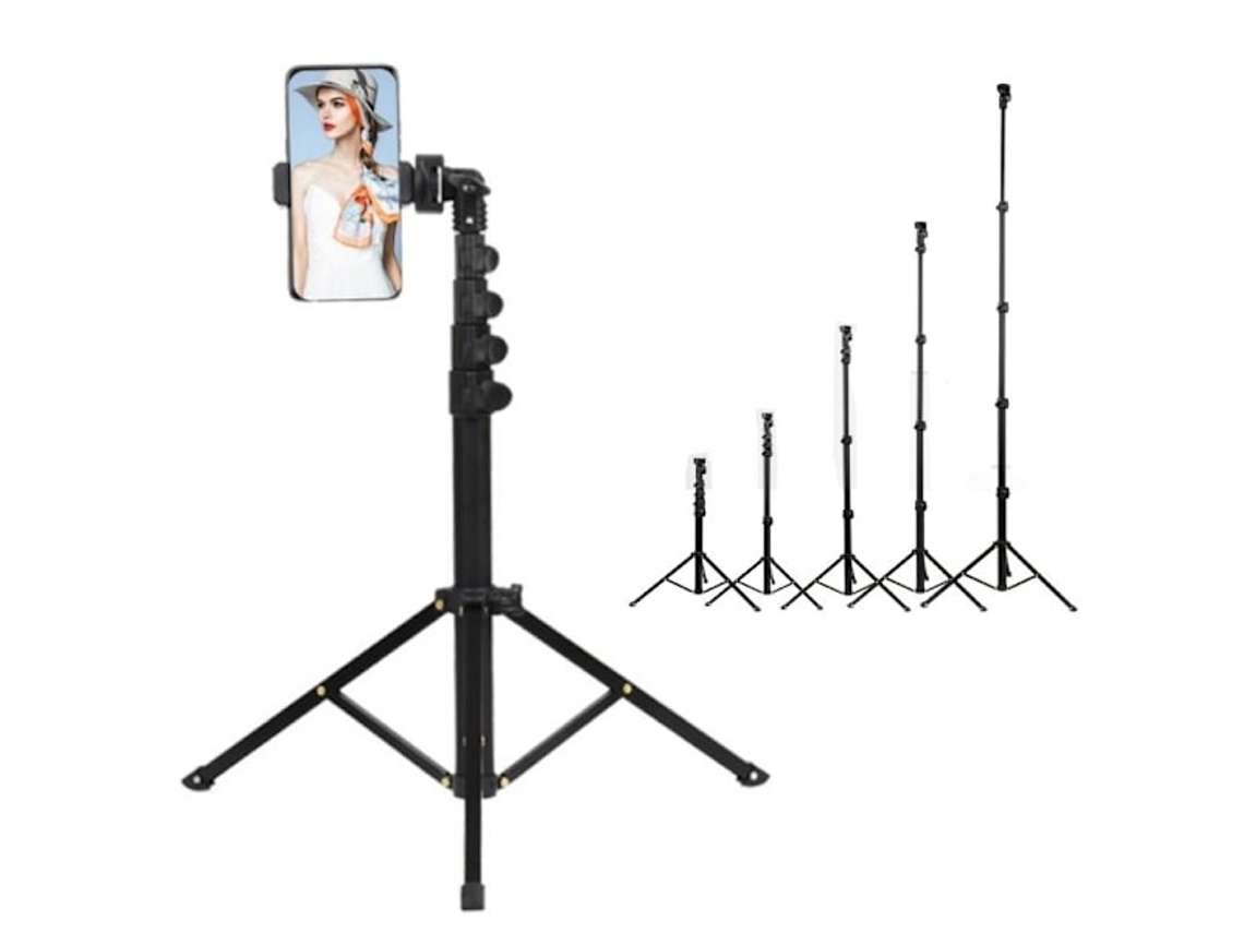 Lurelia Tripé Para Selfie Extensível, Até 160 Cm, Rotação 360°, Para Telemóvel, Em Liga De Alumínio, Preto