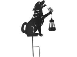Lanterna Solar de Jardim em Forma de Cachorro, Estátua Decorativa de Metal, Iluminação Led para Exteriores, Ideal para Varandas e Gramados. SFUSHOS
