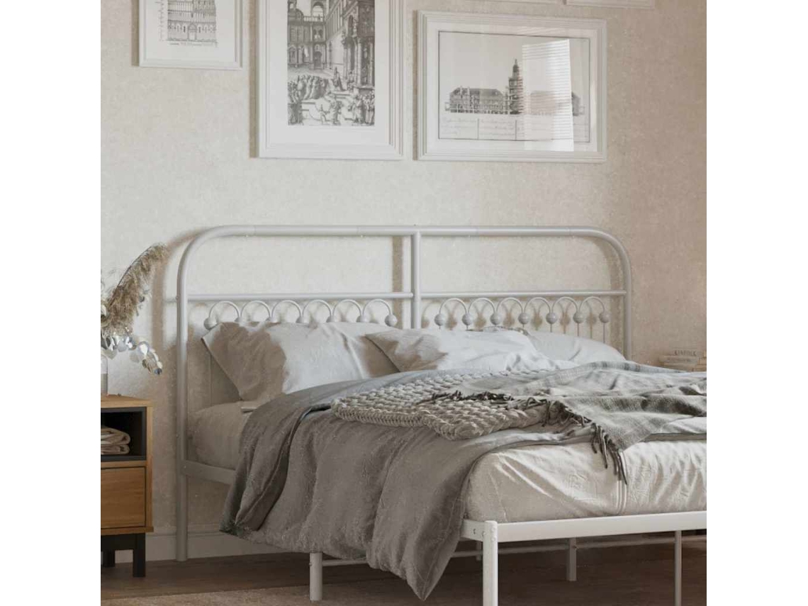 Vidaxl Cabeceira De Substituição 150 Cm Metal Branco