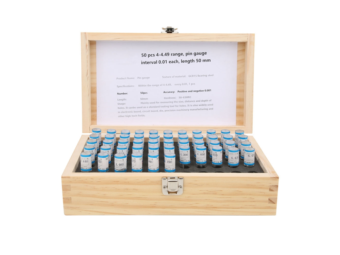 Conjunto De Calibradores De Pino De 4-4,49 Mm, 50 Peças, Aço De Rolamento, Tolerância 0,001 Mm, Ferramenta De Precisão Métrica