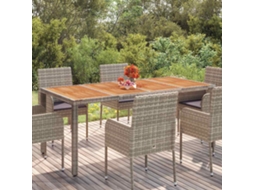 Vidaxl Mesa De Jardim Com Tampo De Madeira 190x90x75 Cm Vime Pe Cinza