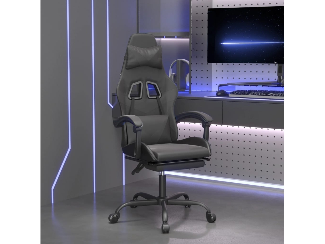 Vidaxl Cadeira Gaming C/ Apoio Pés Couro Artificial Preto