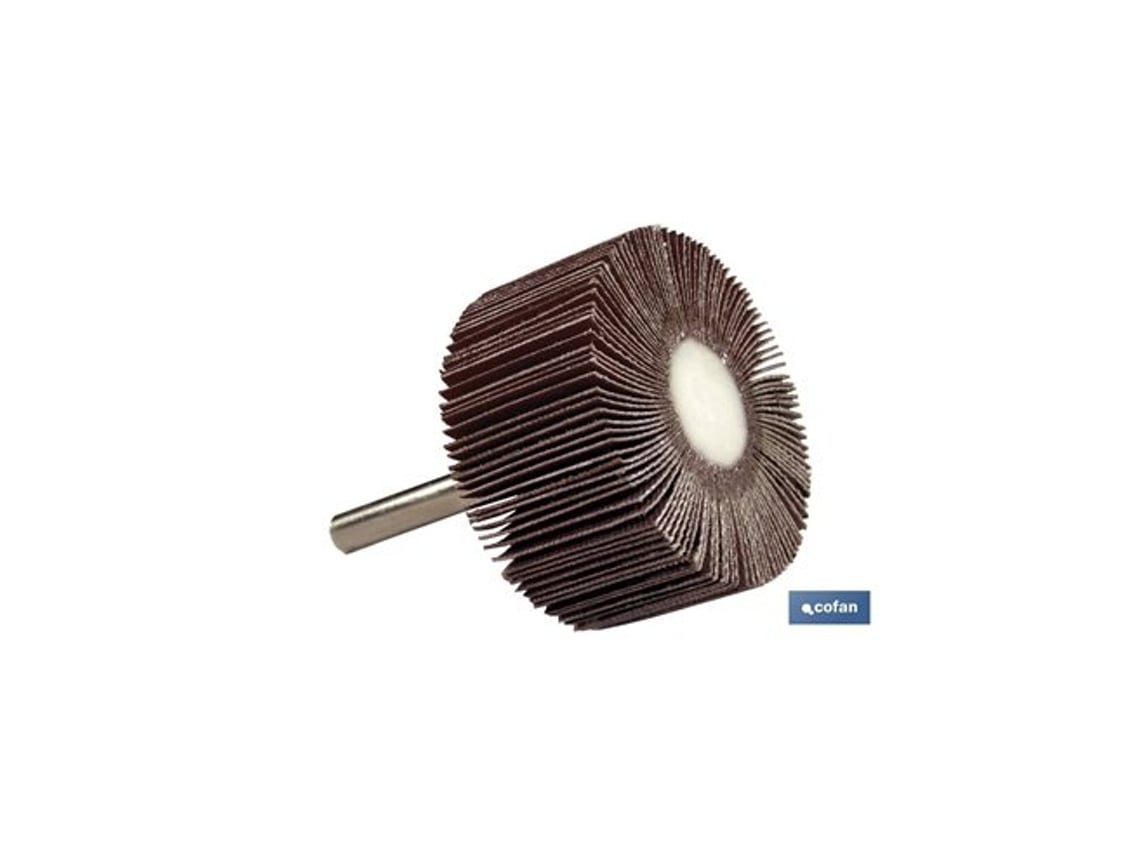 Leque De Lixa Com Cabo Ø50x15mm Com Eixo Ø6mm Ideal Para Trabalhos Em Metal Cofan (grão 120)