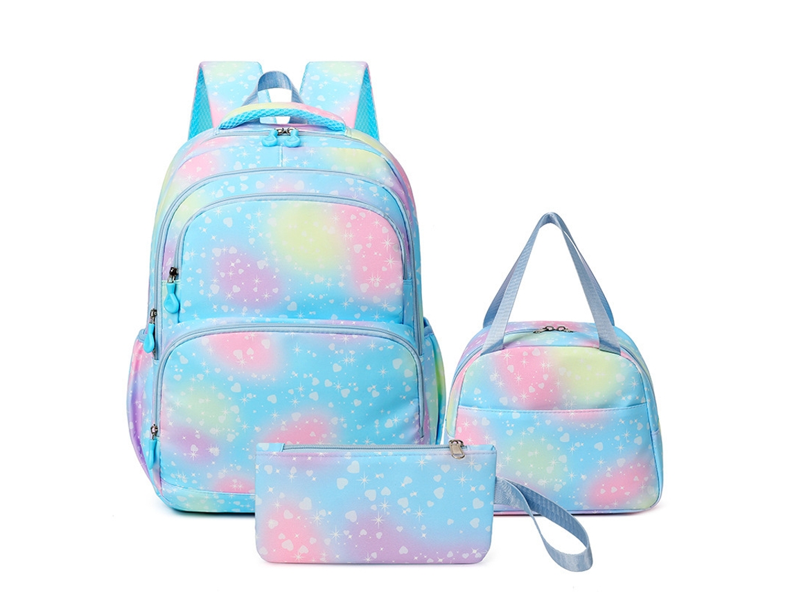 Conjunto De Mochila De Três Peças, Mochila Feminina, Saco De Refeições, Caixa, Adequado Como Presente Da Escola Verde, Etc.