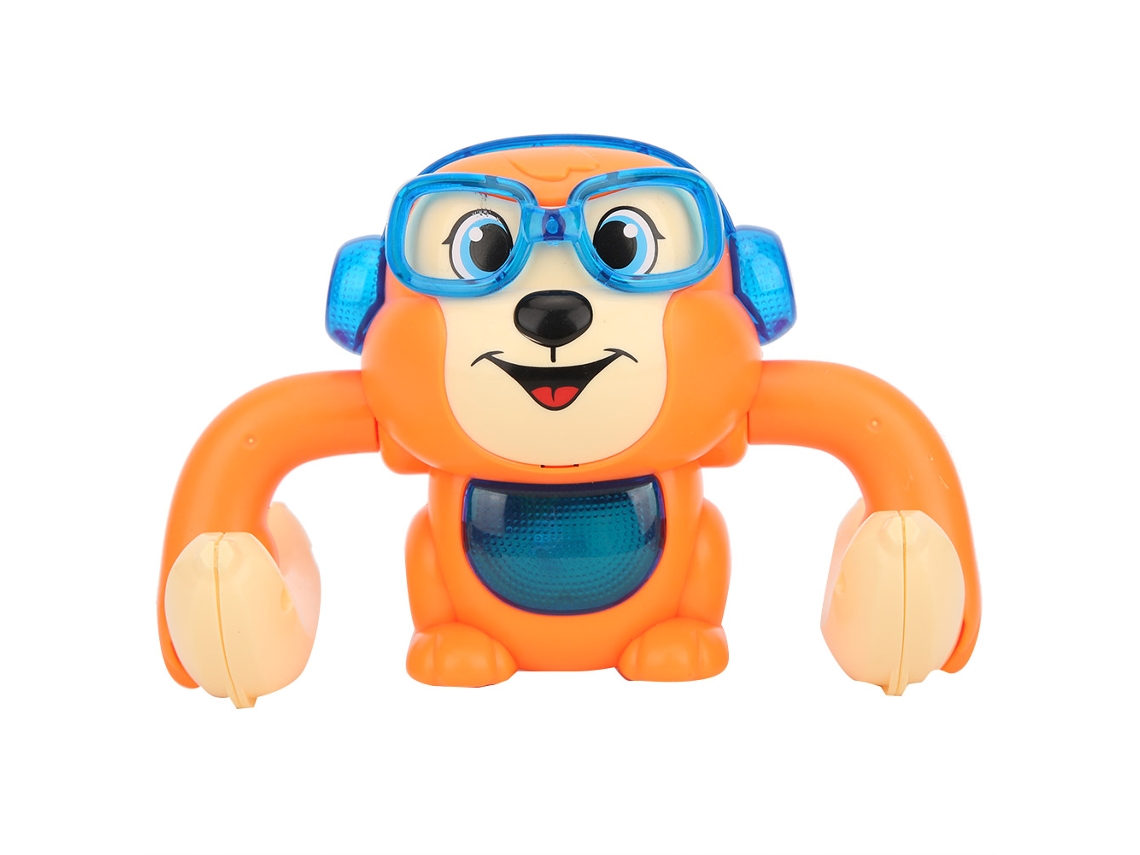 Primerox brinquedo Macaco com Controle por Voz Elétrico Rola 360 Graus com Efeito Sonoro Laranja
