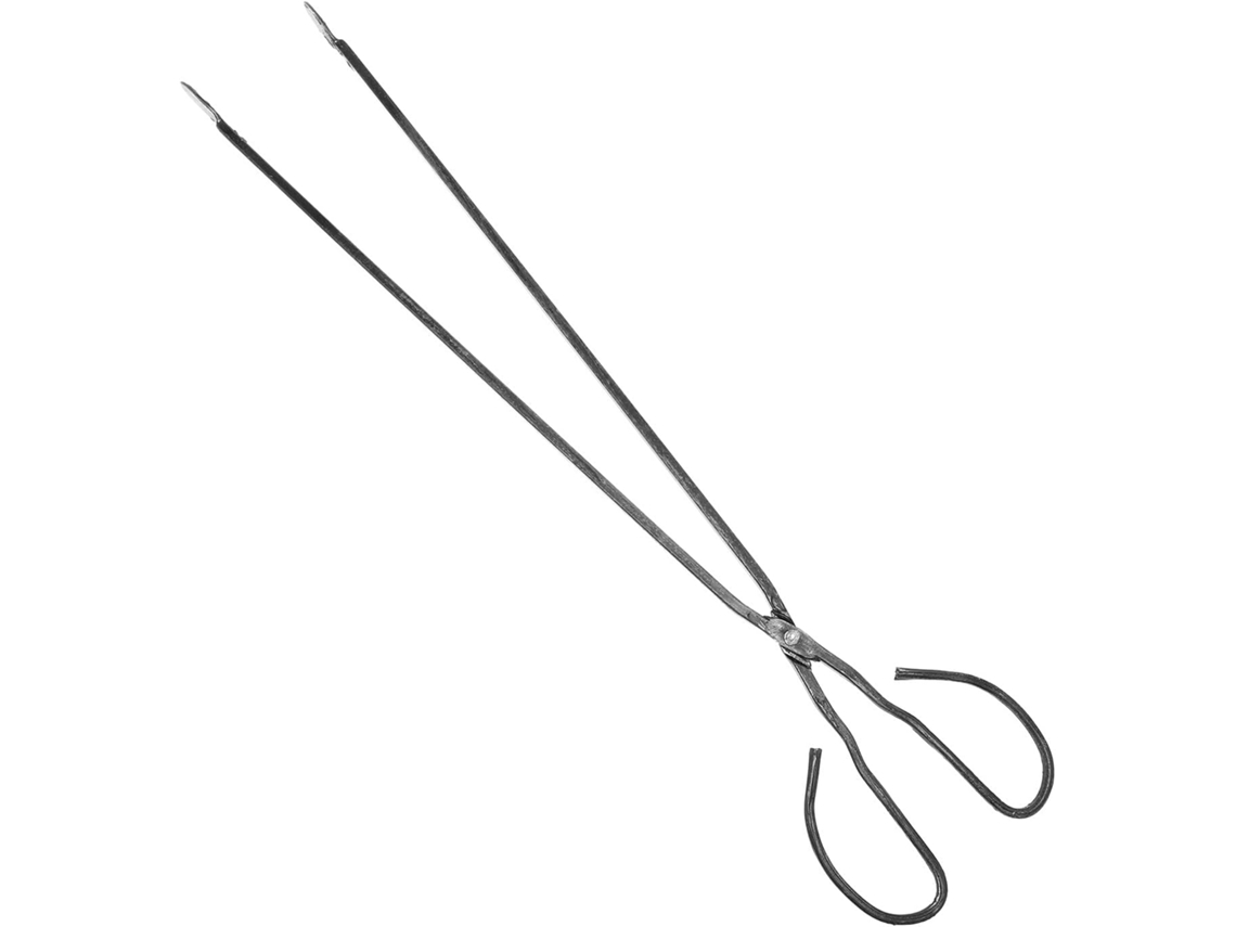 Pinça De Lareira Em Metal Preto, Resistente Ao Calor, Com Cabo Longo Para Churrasco Ao Ar Livre E Cozinha