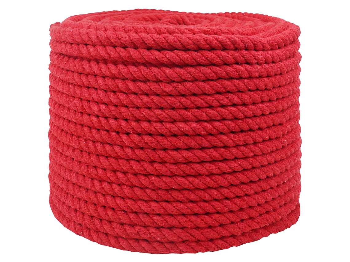 Vidaxl Corda De Algodão 12 Mm 25 M Vermelho 100% Algodão