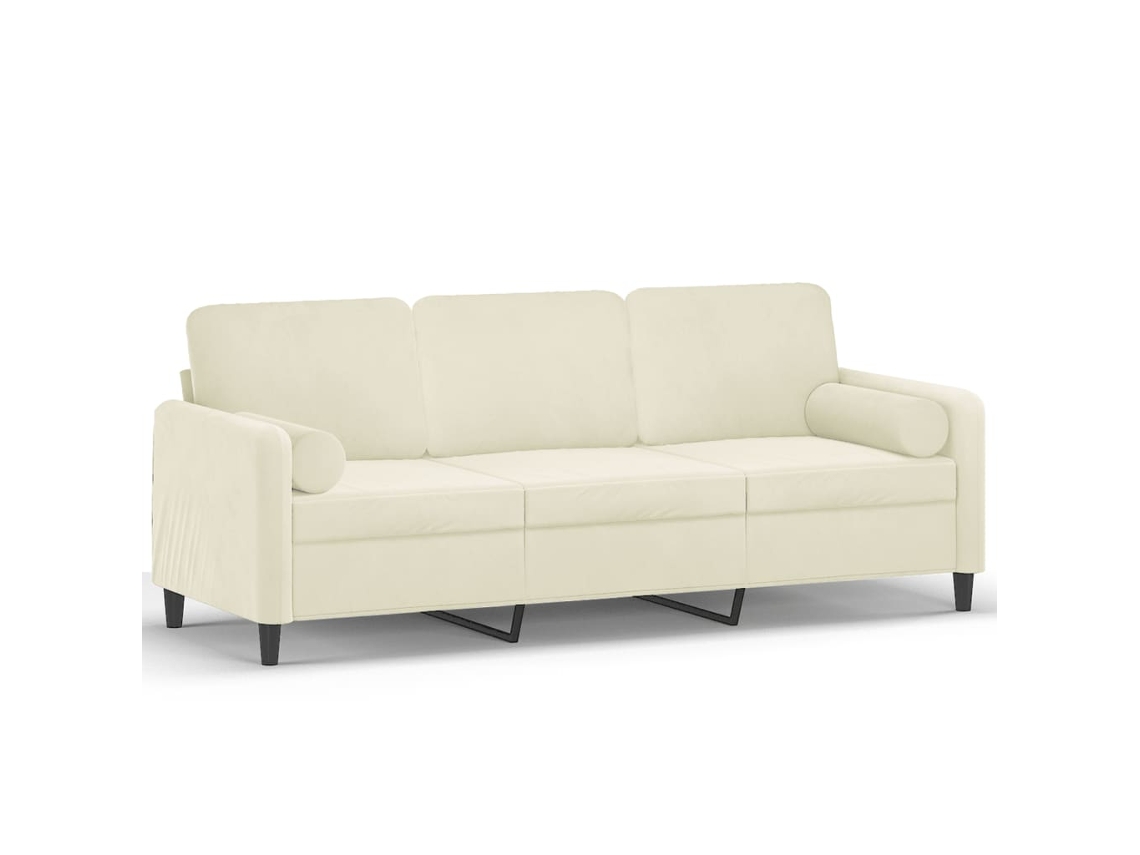 3-seater Sofa, 3-seater Sofas Vidaxl Creme Veludo (n/a)