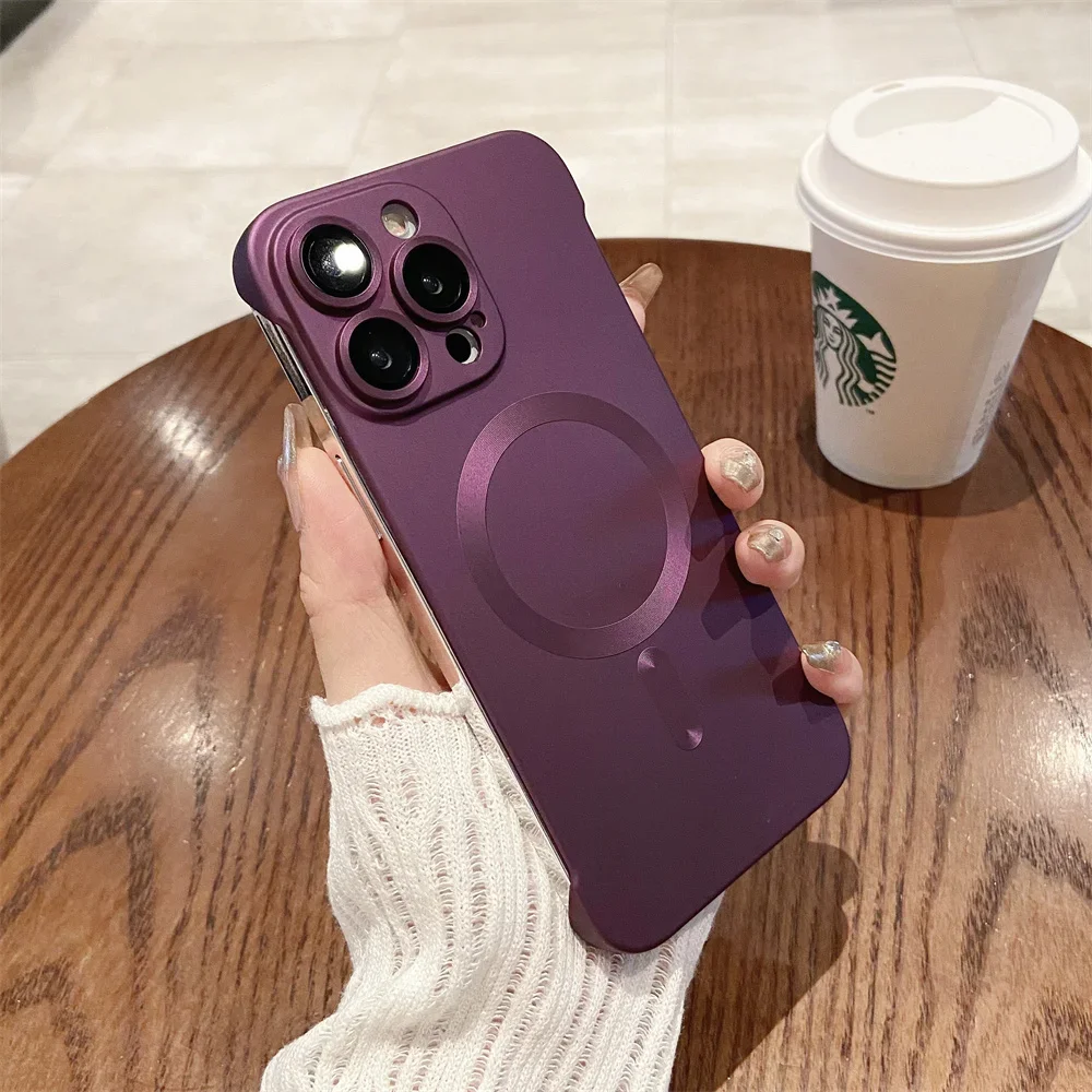 Capa Magnética Magsafe Para Iphone 15 Pro Max (magenta), Ultrafina E Fosca, Com Proteção Rígida.