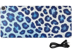 Mousepad Aquecido com Estampa de Chita Azul, 80 X 33 Cm, Antiderrapante, Ideal para Mesa Computador e Escrita.